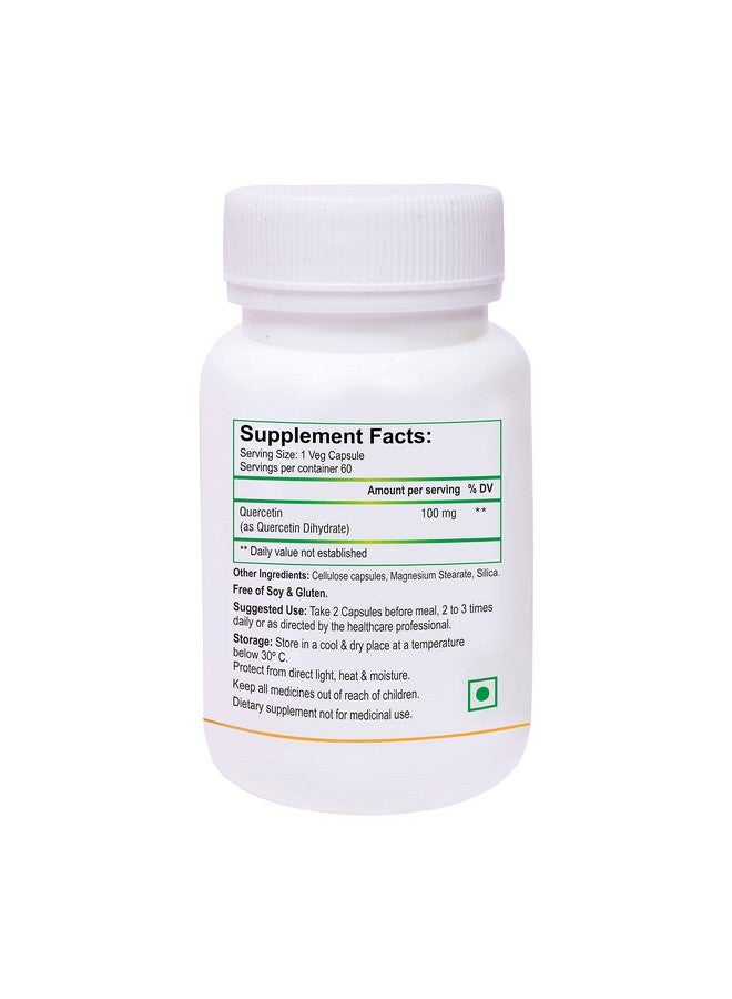 Biotrex Nutraceuticals Quercetin 100mg- 60 Veg Capsules, nutritional supplement, multivitamins, vitamin capsules, for men, women and adults, best health supplements, 0.1 grams - Image 2