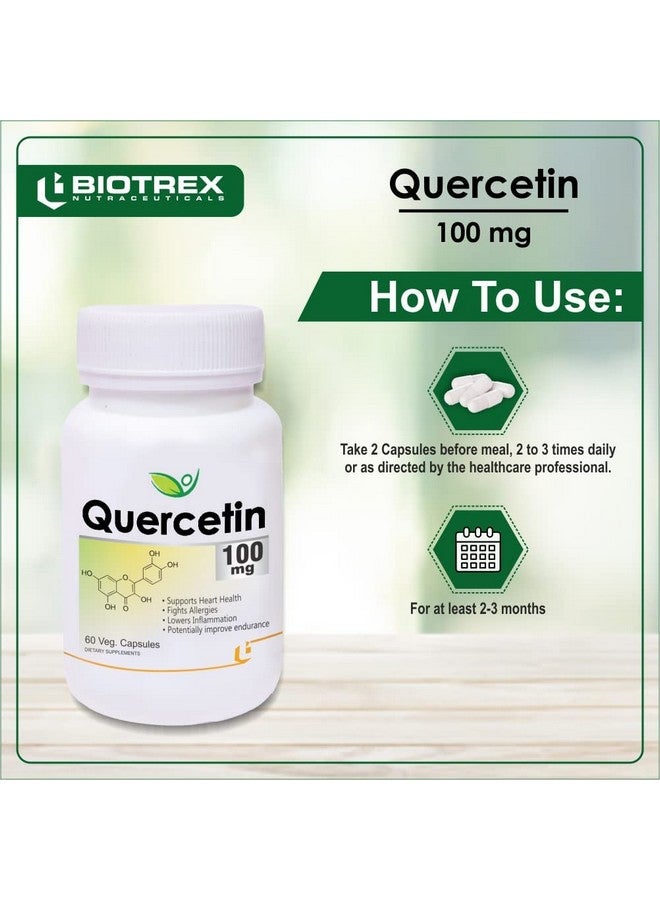 Biotrex Nutraceuticals Quercetin 100mg- 60 Veg Capsules, nutritional supplement, multivitamins, vitamin capsules, for men, women and adults, best health supplements, 0.1 grams - Image 5