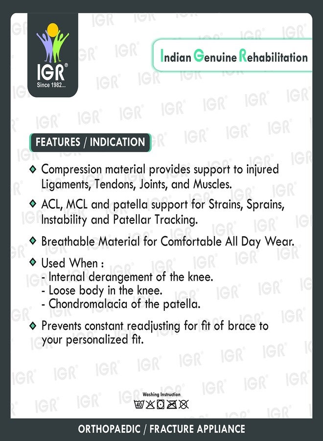 IGR دعامة ركبة IGR مع حشوة دائرية (دعم خفيف) | دعامة ركبة ثلاثية الأبعاد لتخفيف الألم وإصابات الركبة | دعامات ركبة للمشي والجري والتمارين الرياضية ورفع الأثقال | مقاس كبير جدًا (105 كجم فأكثر) - Image 2