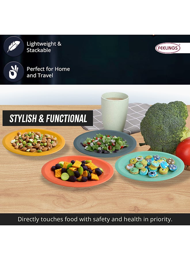 Feelings Plastic Round Plate  4Pcs Set (20Cm) | Shatterproof & Reusable - Image 4