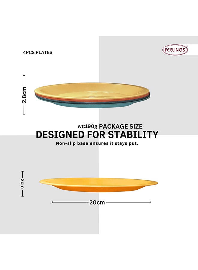 Feelings Plastic Round Plate  4Pcs Set (20Cm) | Shatterproof & Reusable - Image 2