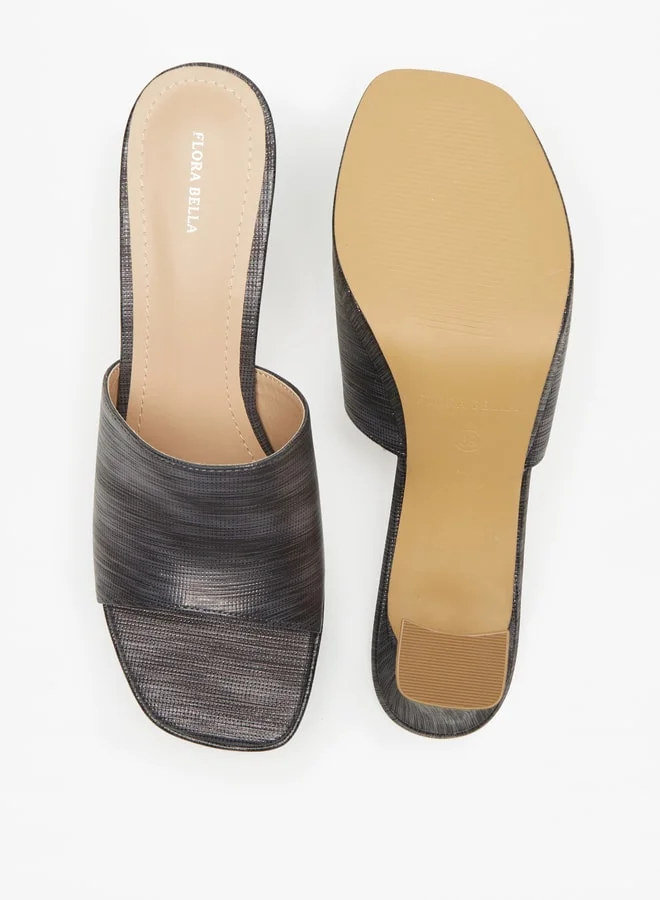 Flora Bella Women's Textured Slip-On Sandals with Block Heels