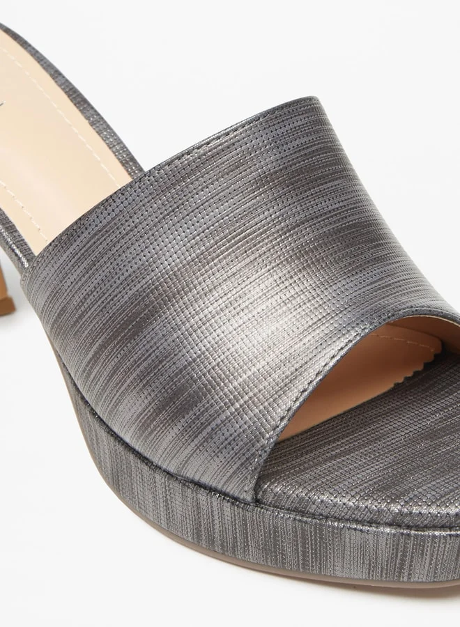 Flora Bella Women's Textured Slip-On Sandals with Block Heels