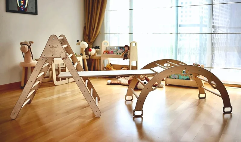 Kidoppo Pikler - Montessori Climbing Set (Triangle - Arch - Stair Ramp) Activity Set