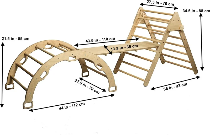 Kidoppo Pikler - Montessori Climbing Set (Triangle - Arch - Stair Ramp) Activity Set