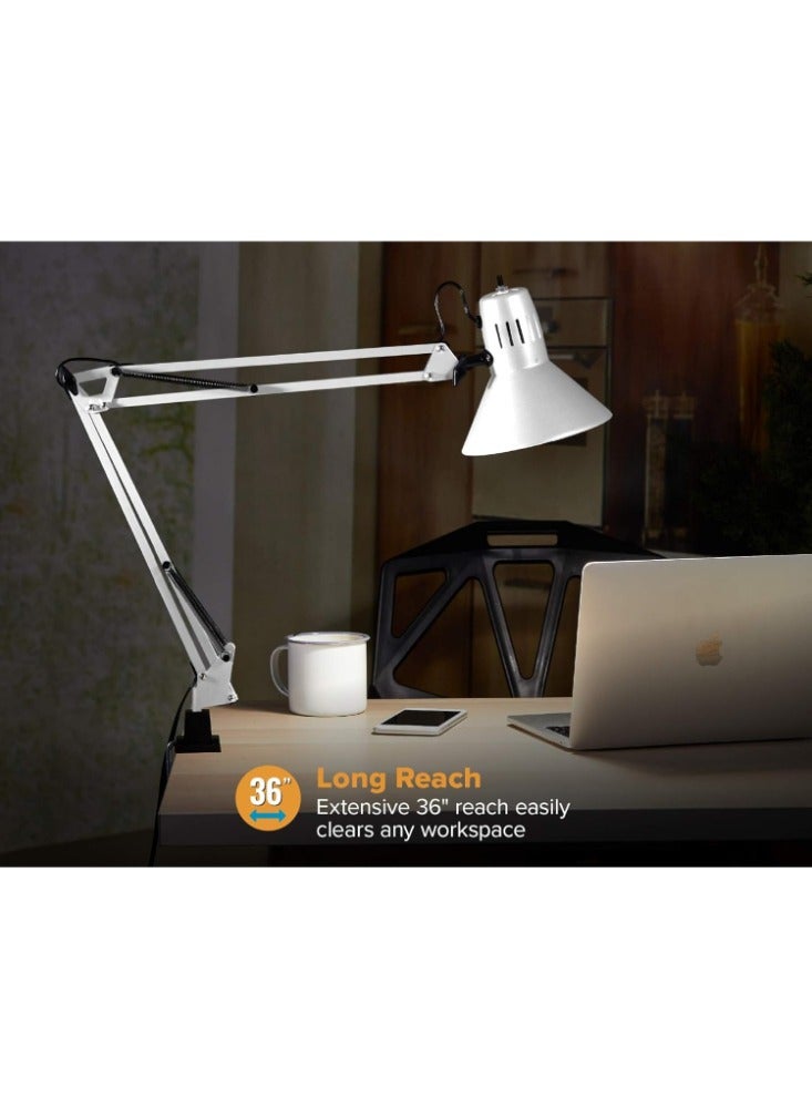 Tertial Swing Arm Desk Lamp with Clamp Mount - White - Image 5