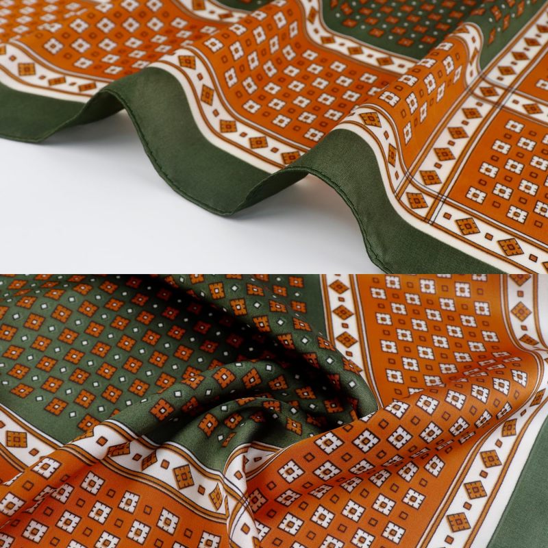 Men's Silk Scarf 70 X 70cm Army Green Multi-Way Styling - Year-Round Comfort Silk Pocket Square for Western Cowboys Outdoor Enthusiasts - Image 5