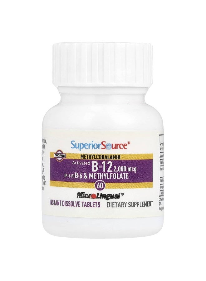 Superior Source, Activated B-12, Methylcobalamin, B-6 (P-5-P) & Methylfolate, 60 MicroLingual® Instant Dissolve Tablets (Packaging may vary) - Image 3