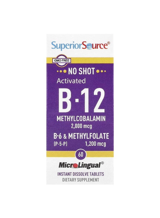 Superior Source, Activated B-12, Methylcobalamin, B-6 (P-5-P) & Methylfolate, 60 MicroLingual® Instant Dissolve Tablets (Packaging may vary) - Image 1