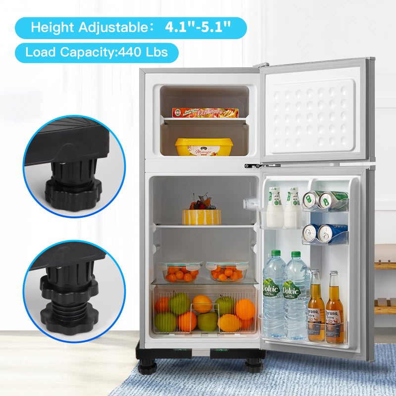 Nefish Mini Fridge Stand Universal Raised Base Adjustable Refrigerator Stands With 4 Strong Feet Washing Machine Pedestal Multi-Functional Bases For Dryer (Black) - Image 2