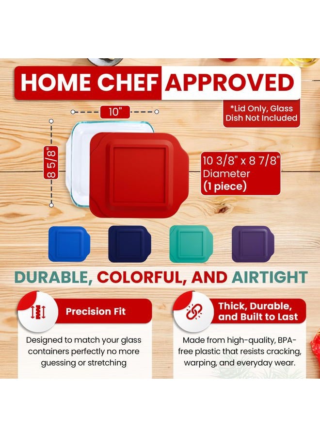 MRX Solutions Replacement Lid Cover for Pyrex 2-QT 8"x8"Glass Baking Dish Caserole Container Cover 222-PC (Red) - Image 3