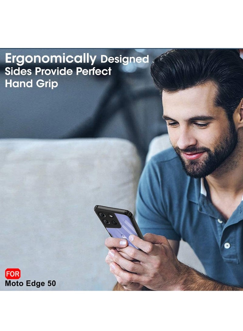 Wtech Motorola Edge 50 5G 2024 Hybrid TPU Silicone with Raised Armour Bumpers Slim Case Cover - Black - Image 3