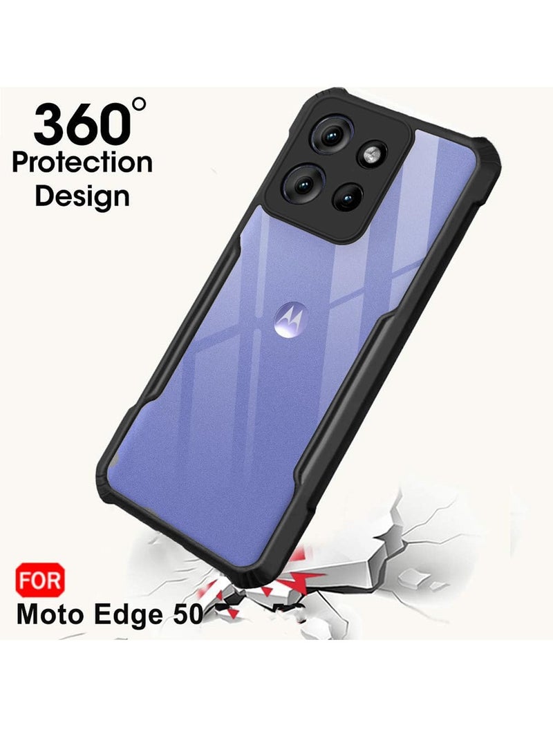 Wtech Motorola Edge 50 5G 2024 Hybrid TPU Silicone with Raised Armour Bumpers Slim Case Cover - Black - Image 1