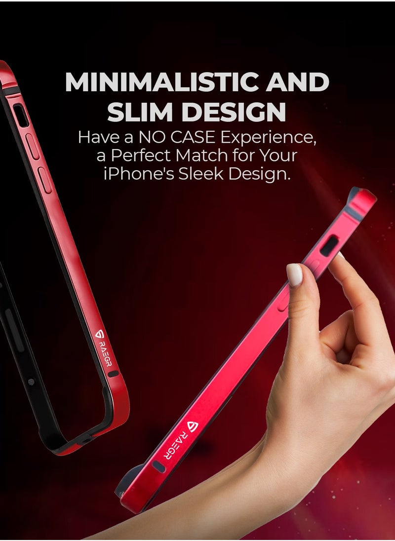 Raegr - RAEGR iPhone 15 Pro Case | Anodized Aluminum Bumper | Supports Mag-Safe Wireless Charging | Edge Armor Protective Minimal Case Designed for iPhone 15 Pro (6.1-Inch) (2023) - Red RG10517 - Image 1