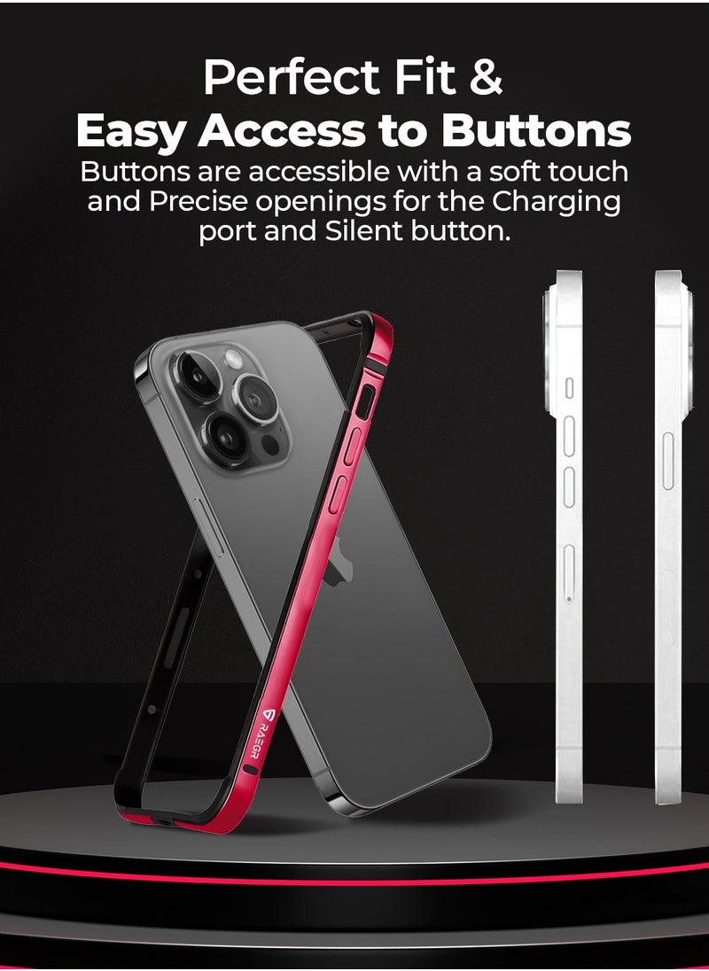 Raegr - RAEGR iPhone 15 Pro Case | Anodized Aluminum Bumper | Supports Mag-Safe Wireless Charging | Edge Armor Protective Minimal Case Designed for iPhone 15 Pro (6.1-Inch) (2023) - Red RG10517 - Image 1