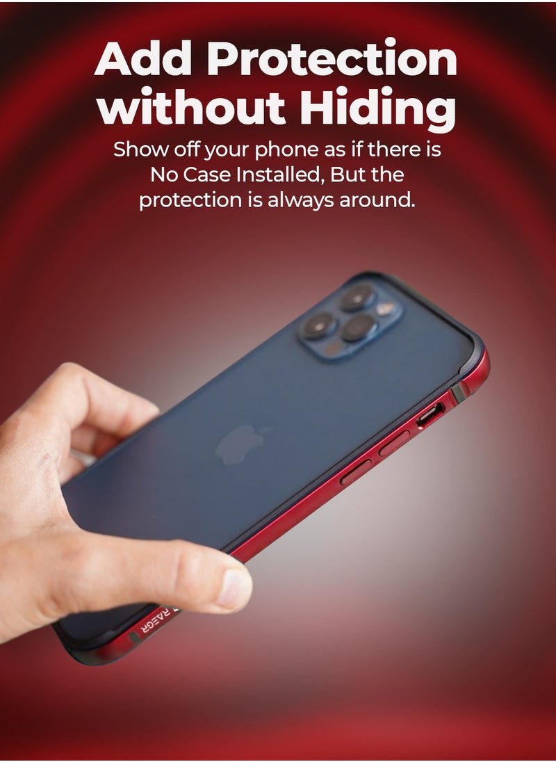 Raegr - RAEGR iPhone 15 Pro Case | Anodized Aluminum Bumper | Supports Mag-Safe Wireless Charging | Edge Armor Protective Minimal Case Designed for iPhone 15 Pro (6.1-Inch) (2023) - Red RG10517 - Image 1