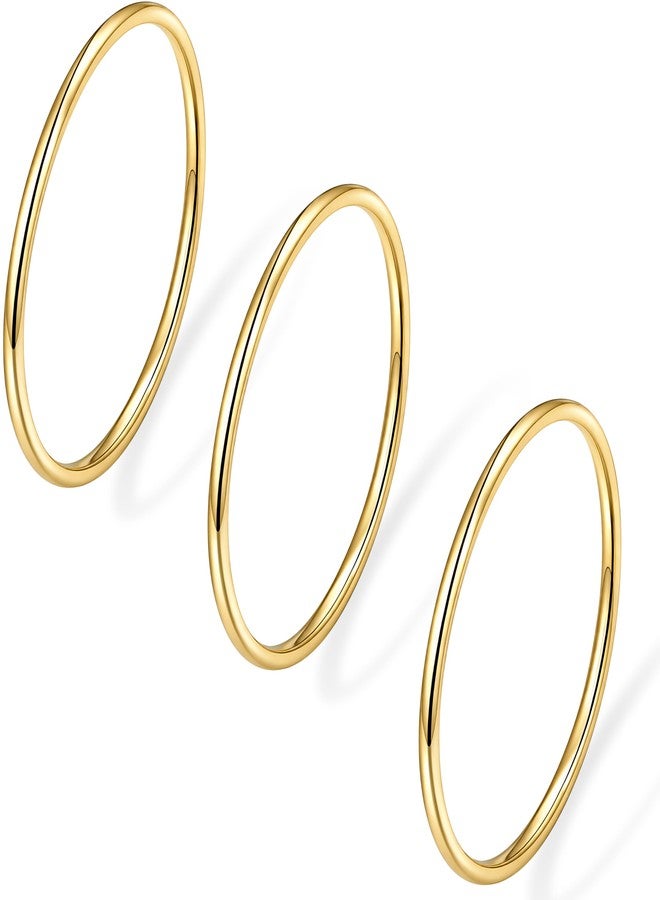 Poxtex خواتم ذهبية للنساء والرجال، مقاومة للصدأ، طقم خواتم زفاف أنيق مطلي بالذهب عيار 14 قيراطًا للأزواج، خاتم وعد بسيط ورفيع بتصميم قبة، مناسب للإبهام والخنصر، قابل للتكديس، متوفر بمقاسات 1 مم، 3 مم، 5 مم، هدية مجوهرات مريحة، مقاسات من 3 إلى 13 - Image 1