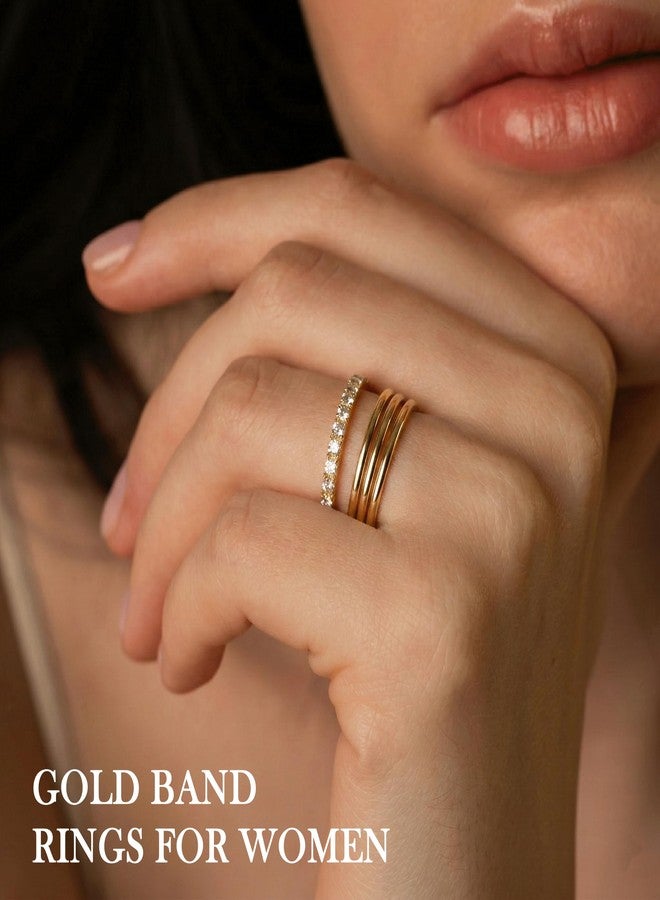 Poxtex خواتم ذهبية للنساء والرجال، مقاومة للصدأ، طقم خواتم زفاف أنيق مطلي بالذهب عيار 14 قيراطًا للأزواج، خاتم وعد بسيط ورفيع بتصميم قبة، مناسب للإبهام والخنصر، قابل للتكديس، متوفر بمقاسات 1 مم، 3 مم، 5 مم، هدية مجوهرات مريحة، مقاسات من 3 إلى 13 - Image 3