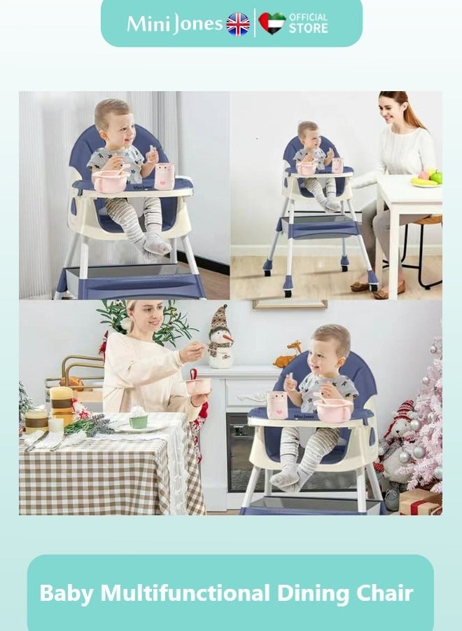 MiniJones MiniJones High Chair for Baby Adjustable Height Toddler Feeding Booster Seat With Tray Safety Belt Foldable Kids Dining Chair - Image 2