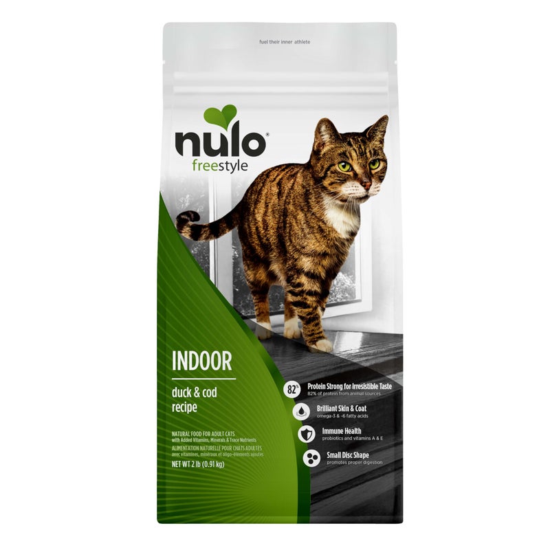 Nulo Freestyle High Protein Indoor Cat Food, Duck & Cod Recipe - Natural Grain-Free Dry Indoor Cat Food with Omega Fatty Acids, & Probiotics, 2 lb Bag - Image 1