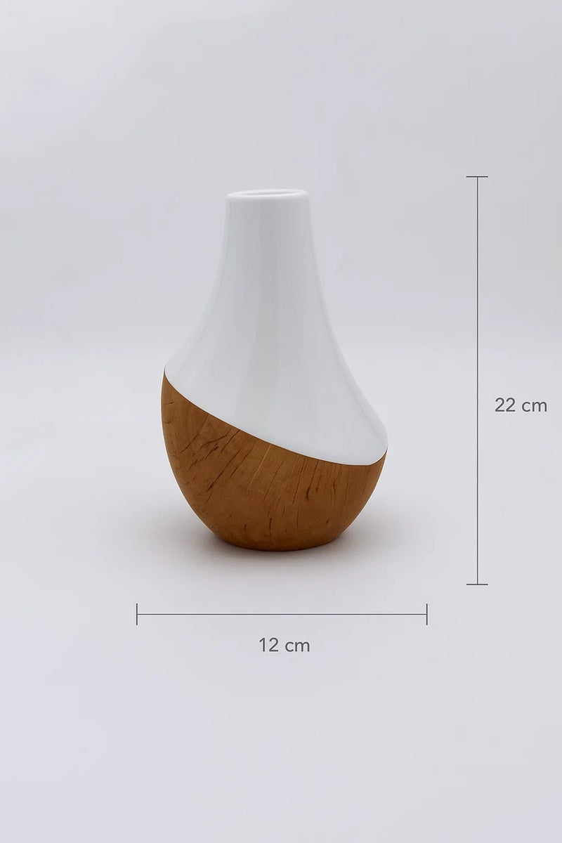 ماريا هومز مزهرية خزفية بتشطيب أبيض وفلين – أصيص زهور حديث متوسط الحجم مزخرف - Image 4