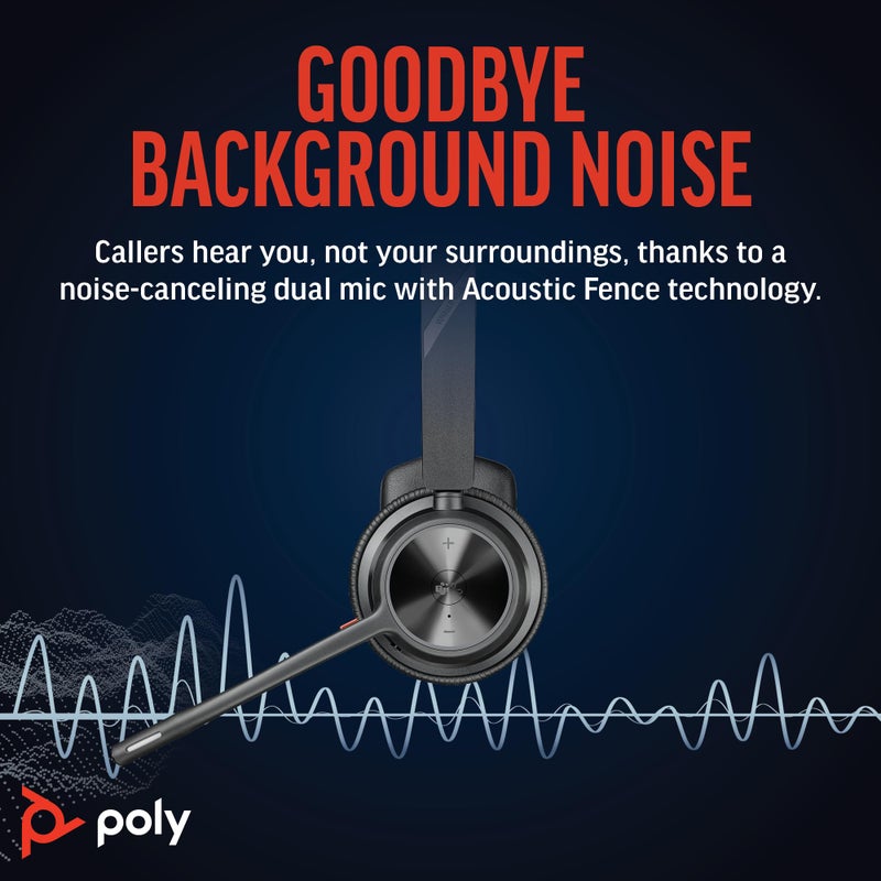 Poly Voyager 4310 UC wireless Headset (Plantronics) - Single-Ear Bluetooth Headset w/Noise-Canceling Boom Mic - Connect PC/Mac/Mobile via Bluetooth - Works w/Teams (Certified), Zoom - Exclusive - Image 3