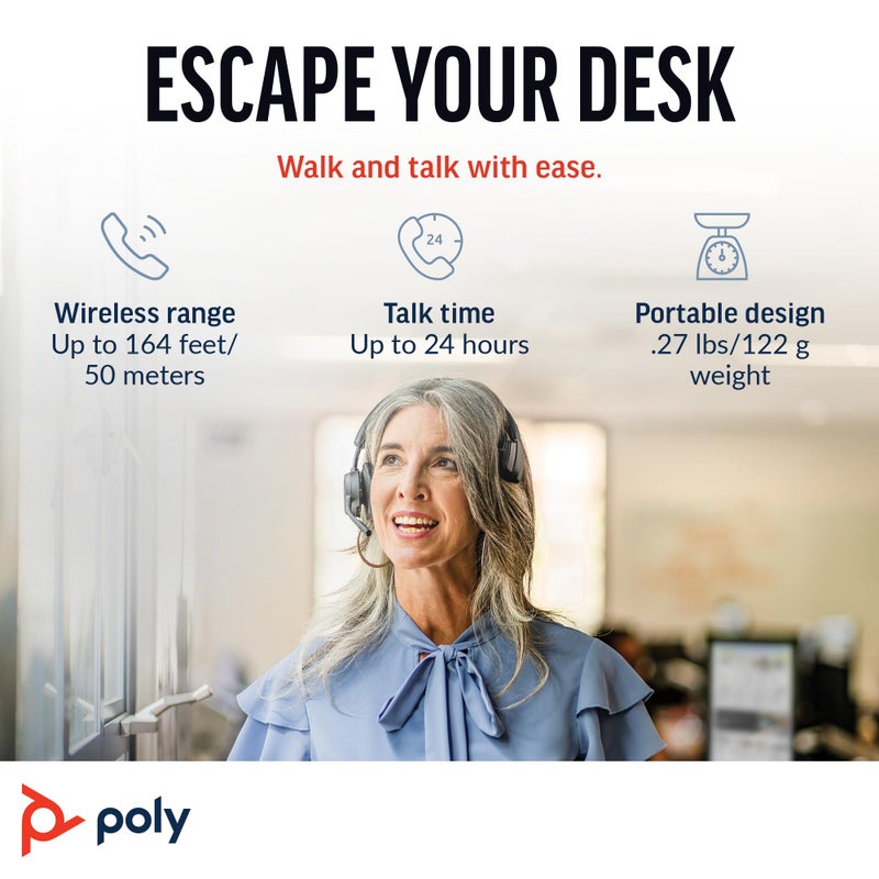 Poly Voyager 4310 UC wireless Headset (Plantronics) - Single-Ear Bluetooth Headset w/Noise-Canceling Boom Mic - Connect PC/Mac/Mobile via Bluetooth - Works w/Teams (Certified), Zoom - Exclusive - Image 4