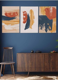 LOWHA Set Of 3 Framed Canvas Wall Arts Stretched Over Wooden Frame Terracotta Abstract Paintings For Home Living Room Office Decor  - Image 2