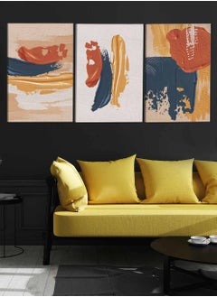 LOWHA Set Of 3 Framed Canvas Wall Arts Stretched Over Wooden Frame Terracotta Abstract Paintings For Home Living Room Office Decor  - Image 3