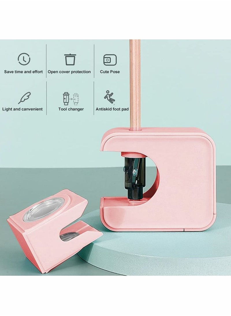 Y&D Electric Pencil Sharpener, Mini Automatic Sharpener with Container Battery Powered for 6-8mm Pencils, Portable Small Home Office Teacher Kids (Pink)  - Image 4