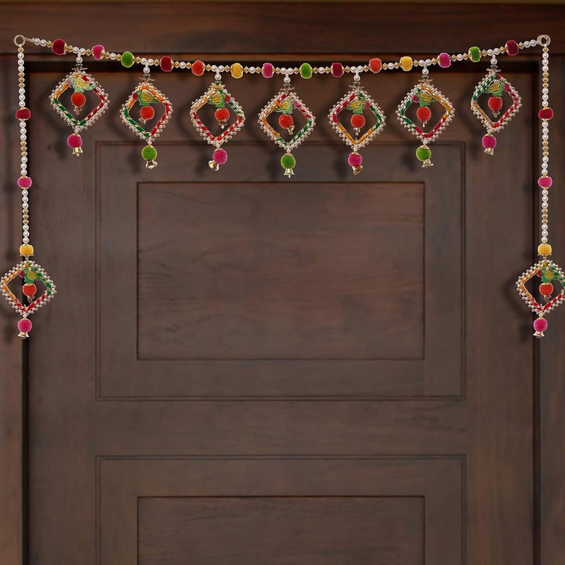 Webelkart Handmade Premium Parrot Door Toran for Home and Diwali Decoration (Multicolor, 38 Inch x 21 Inch) - Image 1