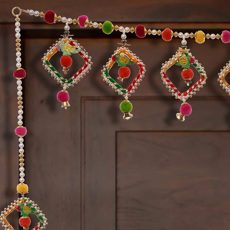 Webelkart Handmade Premium Parrot Door Toran for Home and Diwali Decoration (Multicolor, 38 Inch x 21 Inch) - Image 2