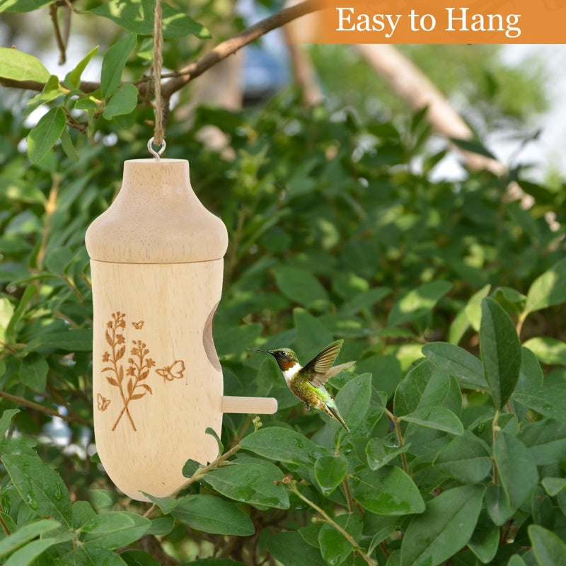 OROGHT Hummingbird House - Natural Wooden Hummingbird Houses for Outside Hanging, Gardening Gifts for Women, Bird Lovers 3 Packs - Image 4