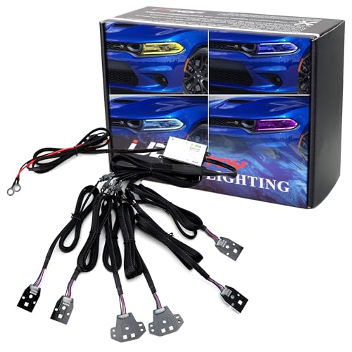 iJDMTOY RGBW Multicolor LED Circuit Board Ambient Lighting Kit Compatible with 2015-up Dodge Charger, Control_by_Smartphone - Image 1