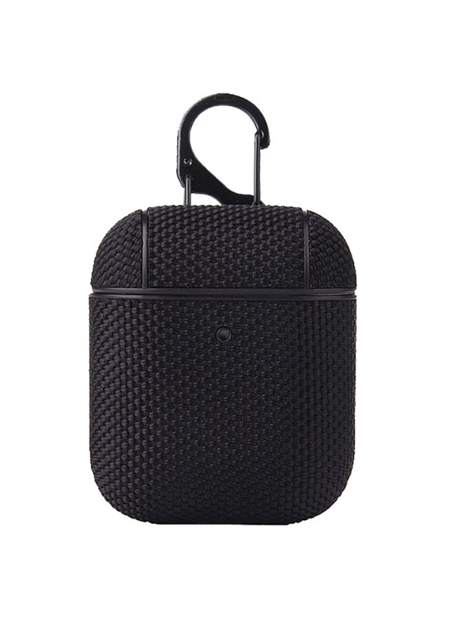 Case Cover Business Cloth Earphone Protective Case with Hook For AirPods 1 / 2 Black