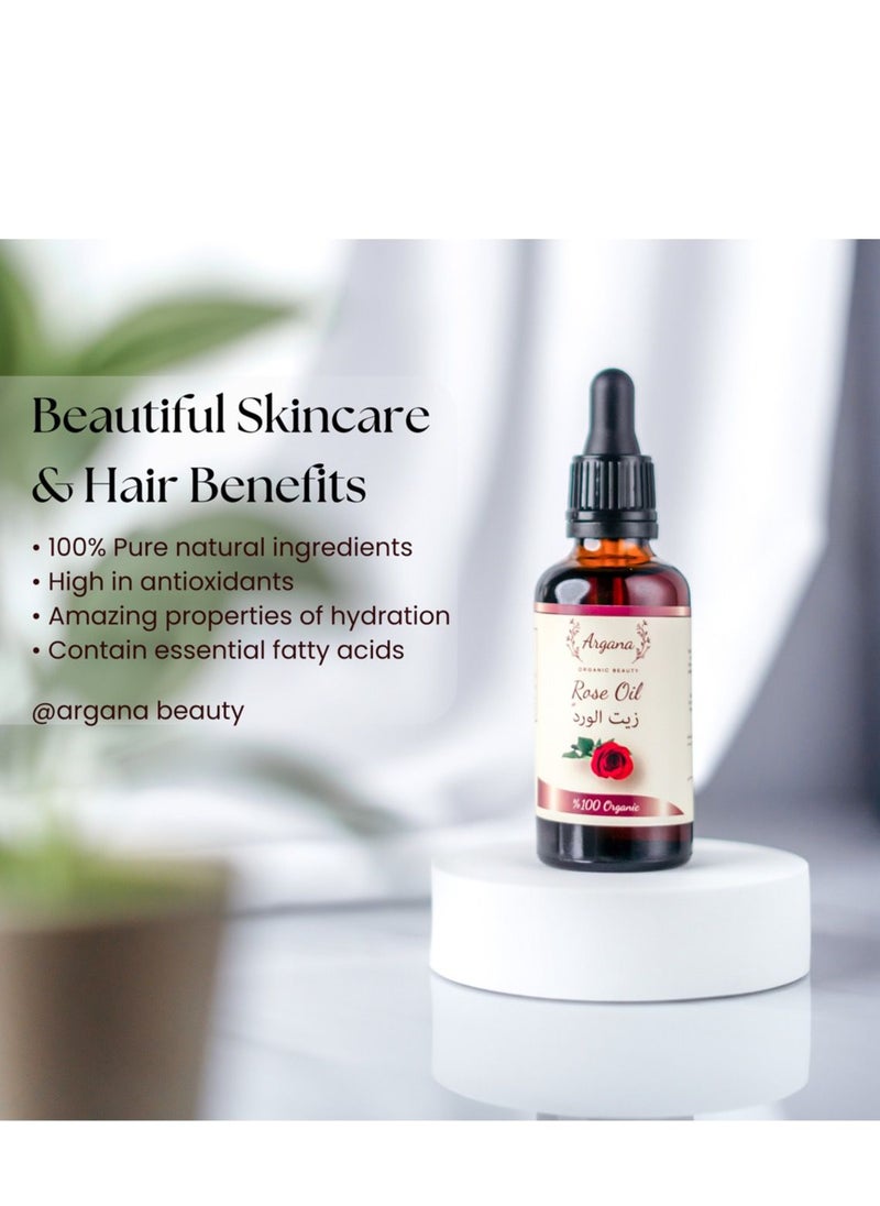 Argana Organic Beauty  Rose Multi-Use Oil 50 ml for Face Body and Hair Organic & Pure Oil Moisturizer for Dry Skin Scalp and Nails Rose Petals Cold pressed Natural  - Image 5