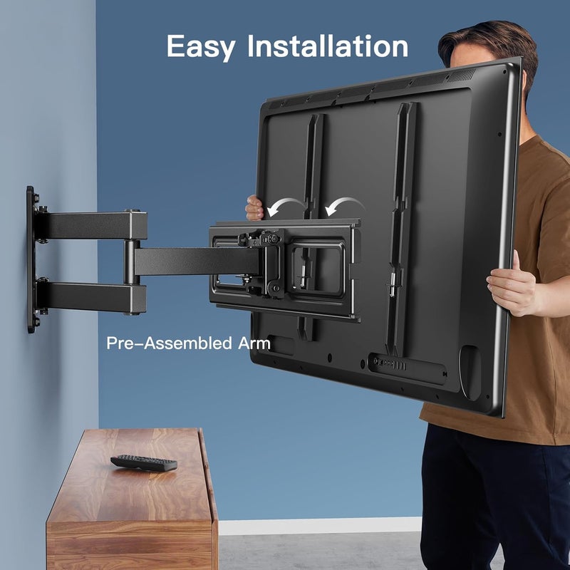 PERLESMITH Corner TV Wall Mount for 26-32 55 65 inch TVs up to 70 lbs, Full Motion TV Mount Bracket with Swivel, Tilt, Level Adjustment, Wall Mount with Articulating Arm, Max VESA 400x400mm, PSMFK7 - Image 5