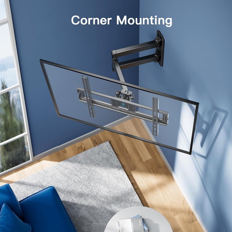 PERLESMITH Corner TV Wall Mount for 26-32 55 65 inch TVs up to 70 lbs, Full Motion TV Mount Bracket with Swivel, Tilt, Level Adjustment, Wall Mount with Articulating Arm, Max VESA 400x400mm, PSMFK7 - Image 3
