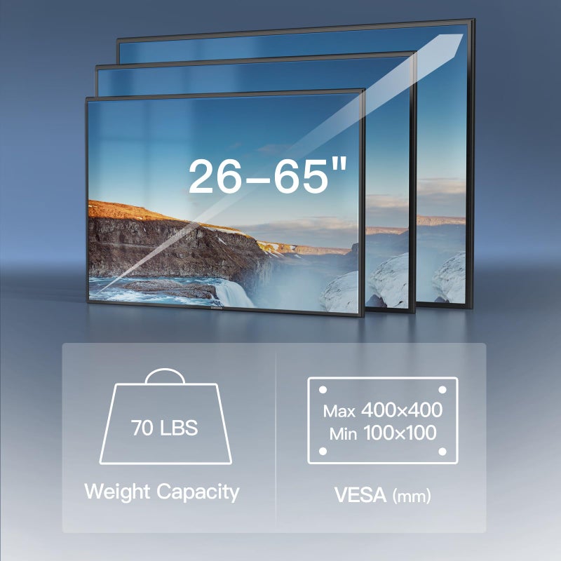 PERLESMITH Corner TV Wall Mount for 26-32 55 65 inch TVs up to 70 lbs, Full Motion TV Mount Bracket with Swivel, Tilt, Level Adjustment, Wall Mount with Articulating Arm, Max VESA 400x400mm, PSMFK7 - Image 2