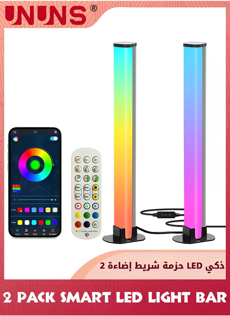 UNUNS أضواء LED ذكية، إضاءة بصرية بتردد RGB، لافتة الصوت للسيمفونية، أضواء الألعاب، مجموعة مزامنة الموسيقى مع إضاءة الخلفية، تحكم بلوتوث وعبر التحكم عن بعد، ضوء أجواء سطح المكتب E-Sports واحد إلى اثنين  - Image 1