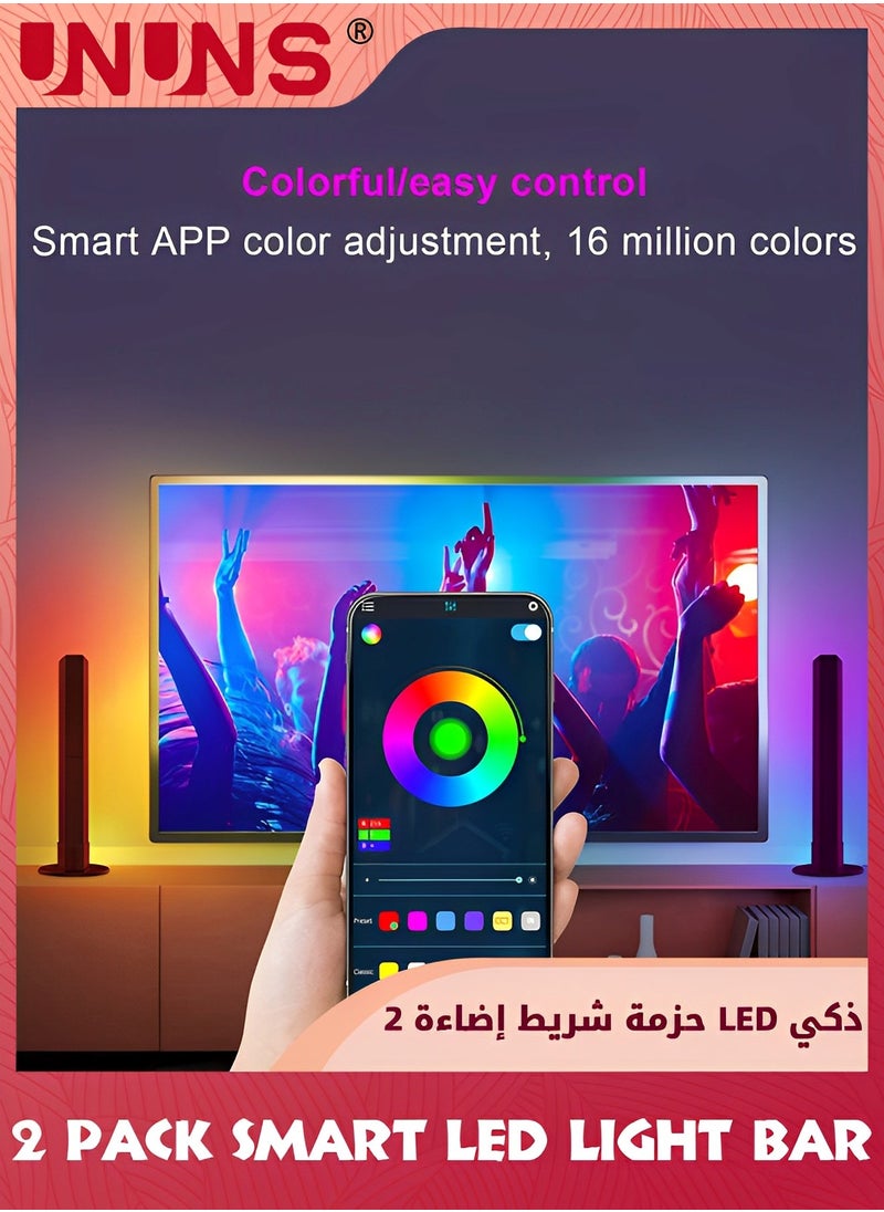 UNUNS أضواء LED ذكية، إضاءة بصرية بتردد RGB، لافتة الصوت للسيمفونية، أضواء الألعاب، مجموعة مزامنة الموسيقى مع إضاءة الخلفية، تحكم بلوتوث وعبر التحكم عن بعد، ضوء أجواء سطح المكتب E-Sports واحد إلى اثنين  - Image 3