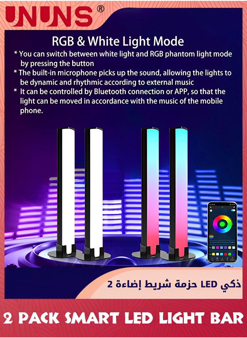UNUNS أضواء LED ذكية، إضاءة بصرية بتردد RGB، لافتة الصوت للسيمفونية، أضواء الألعاب، مجموعة مزامنة الموسيقى مع إضاءة الخلفية، تحكم بلوتوث وعبر التحكم عن بعد، ضوء أجواء سطح المكتب E-Sports واحد إلى اثنين  - Image 5