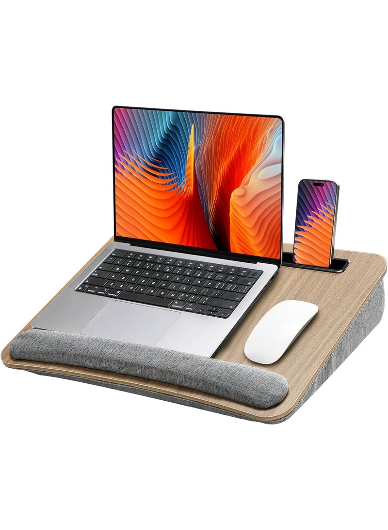 HUANUO Portable Lap Laptop Desk with Pillow Cushion, Fits up to 15.6 inch Laptop, with Anti-Slip Strip & Storage Function for Home Office Students Use as Computer Laptop Stand, Book Tablet - Image 1