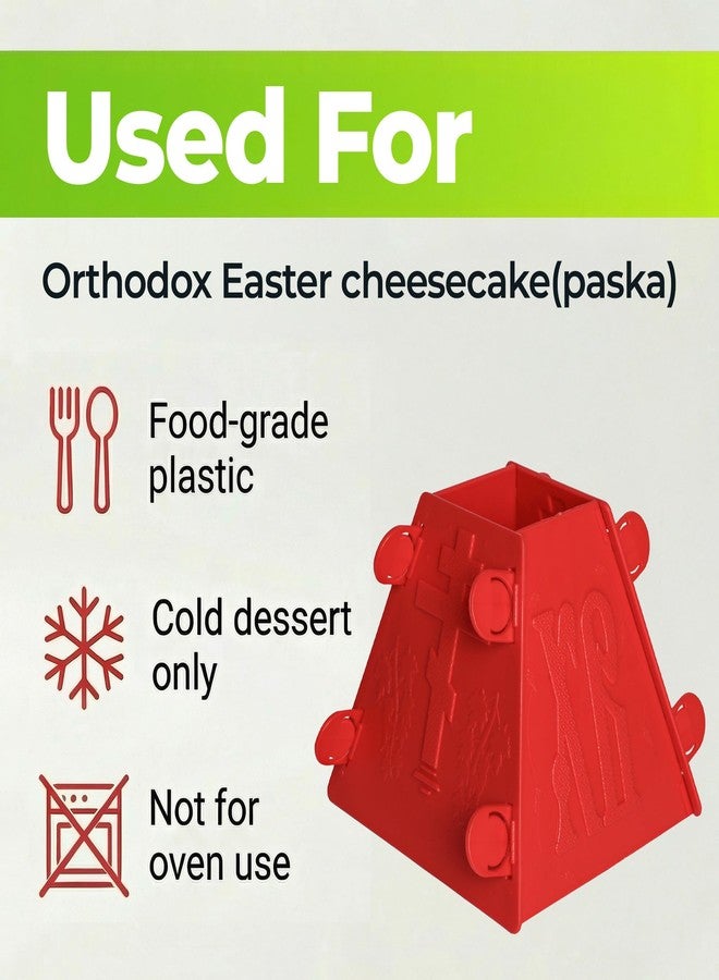 LOVARE Red Pascha Mold Cottage Plastic Easter Cheese Mold Form – 1.1lb (Inner Size 1.9" x 4.3" x 4.3") 0,5kg – Decorative Russian Paska Pascha Paskha Mold for Homemade Easter Decorations & Festive - Image 4