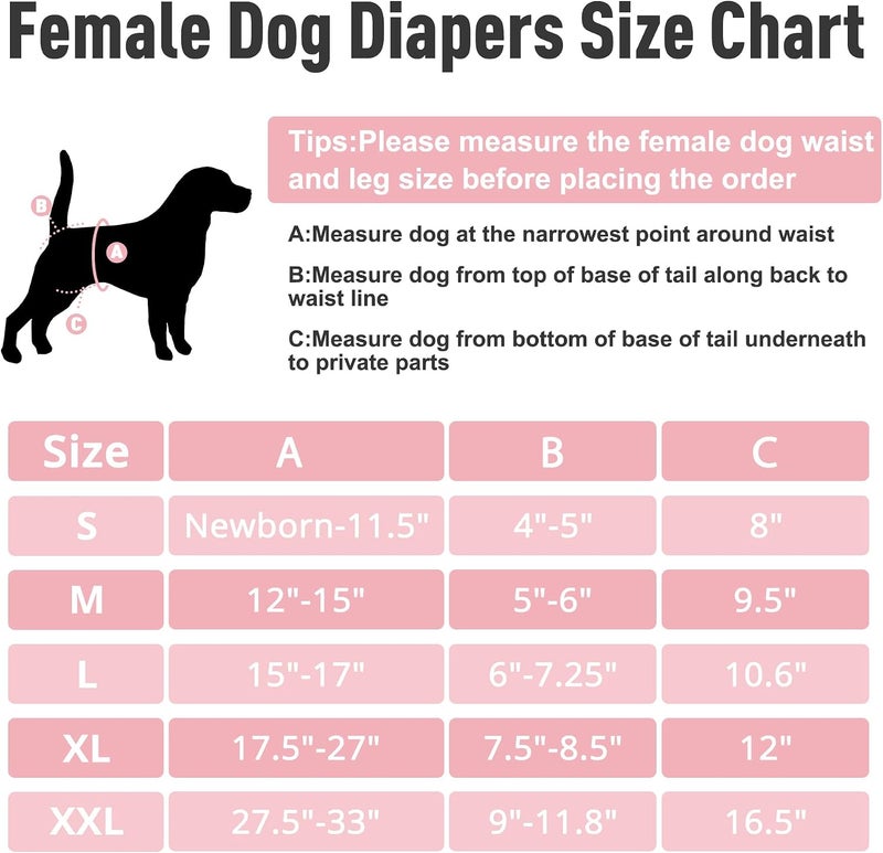 ZINGTERRA 3Pack Dog Diapers Female,Washable Diaper for Doggie,Highly Absorbent Reusable Dog Diaper,Adjustable Leakproof Puppy Girl Dog Diapers for Heat,Incontinence,Period Doggy Nappies - Image 3