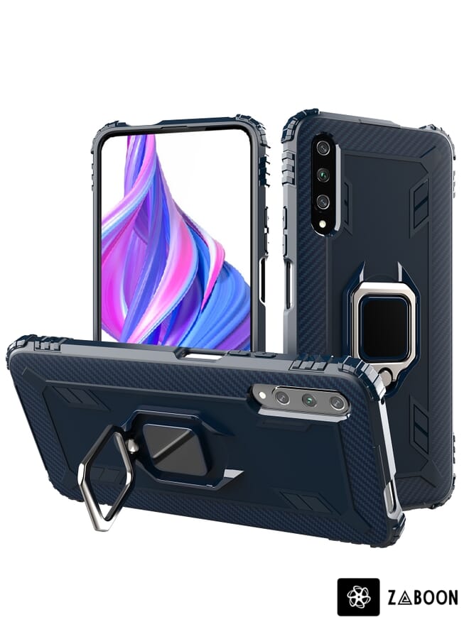 Zaboon Protective Case Cover For Xiaomi Mi 9 Lite / CC9 Carbon Fiber Protective Case with 360 Degree Rotating Ring Holder - Image 1