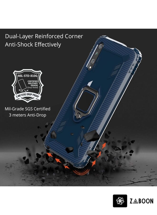 Zaboon Protective Case Cover For Xiaomi Mi 9 Lite / CC9 Carbon Fiber Protective Case with 360 Degree Rotating Ring Holder - Image 3