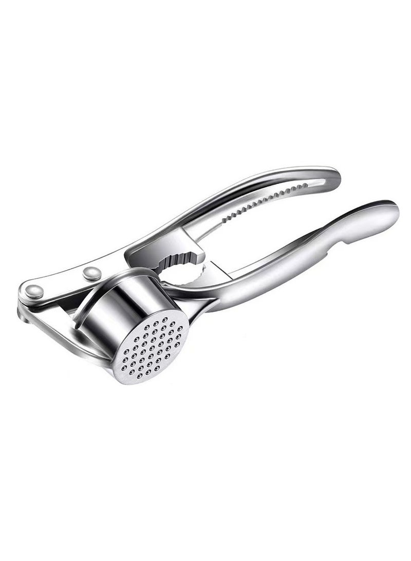 OMEVE Stainless Steel & Zinc Alloy Multi-Function Garlic Press Set - Extended Garlic Crusher, Peeler & Masher for Home Kitchen Use - Image 2