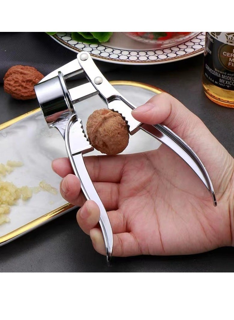 OMEVE Stainless Steel & Zinc Alloy Multi-Function Garlic Press Set - Extended Garlic Crusher, Peeler & Masher for Home Kitchen Use - Image 3