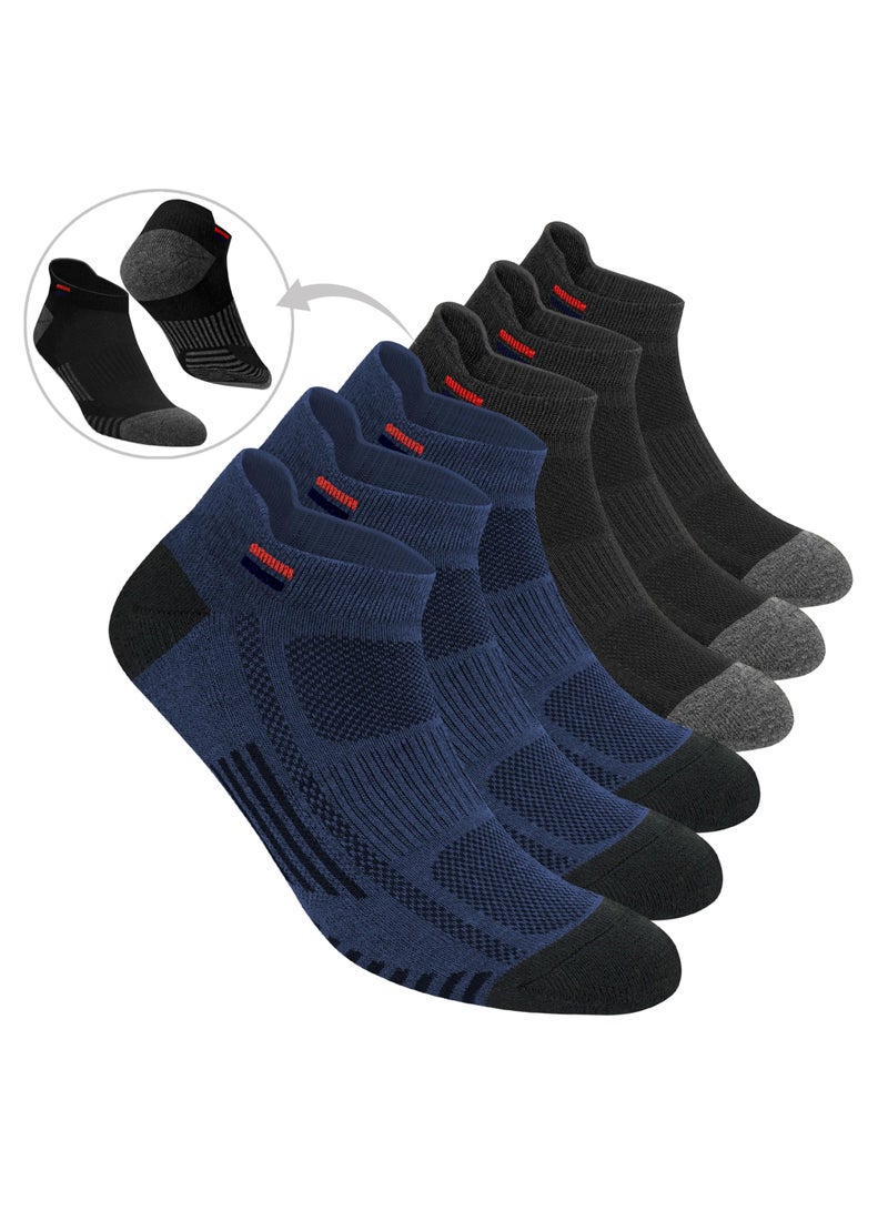 NAVYSPORT NAVYSPORT Ankle Socks for Men Women Cotton Sports Socks Pack of 6 Pairs, Free Size, Multicolor  - Image 1
